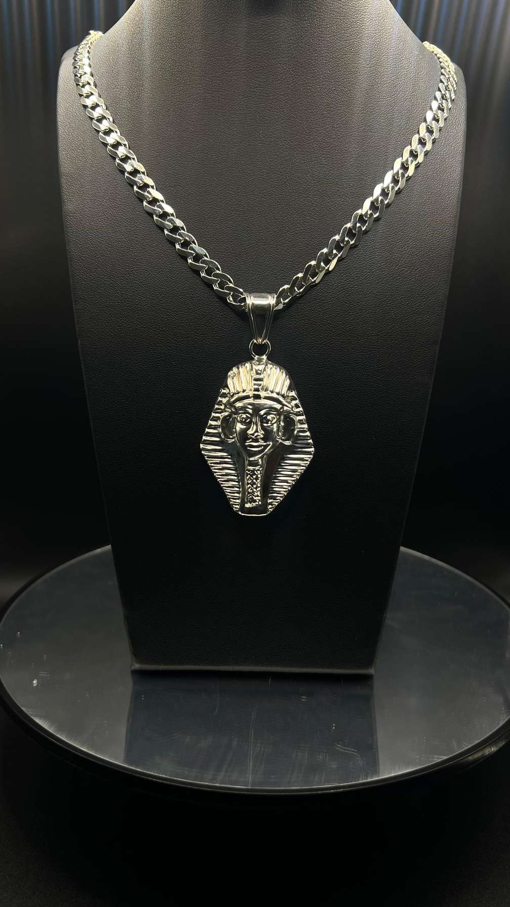 Collier Pendentif Pharaon Égyptien avec Chaîne Gourmette